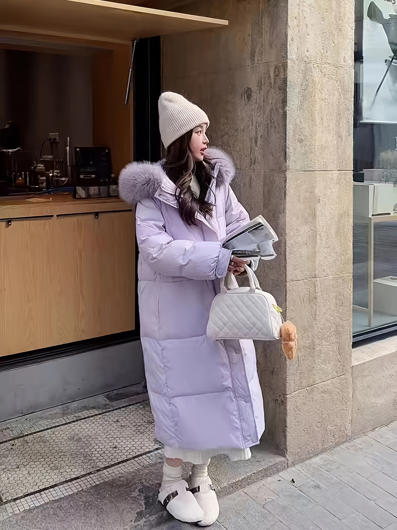 Manteau Long Manteau Hiver Capuche Fourrure Femme Manteau Hiver