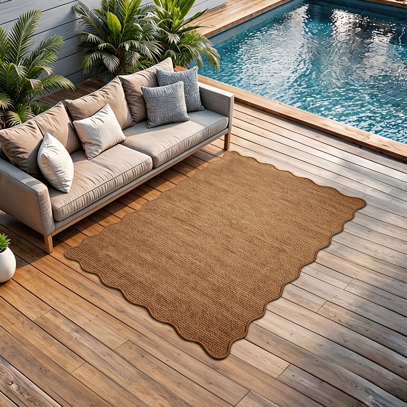 TEMU Tapis tissé 1 pièce à anneaux ananas, tapis d'extérieur à anneaux ananas sisal, tapis de tente, paillasson, tapis de camping ; convient pour le