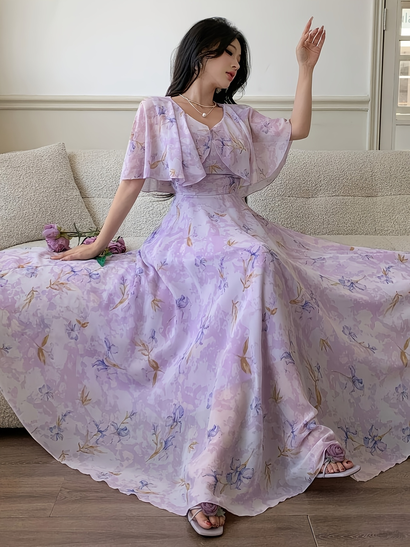chiffon women dresses sold on Temu United States
