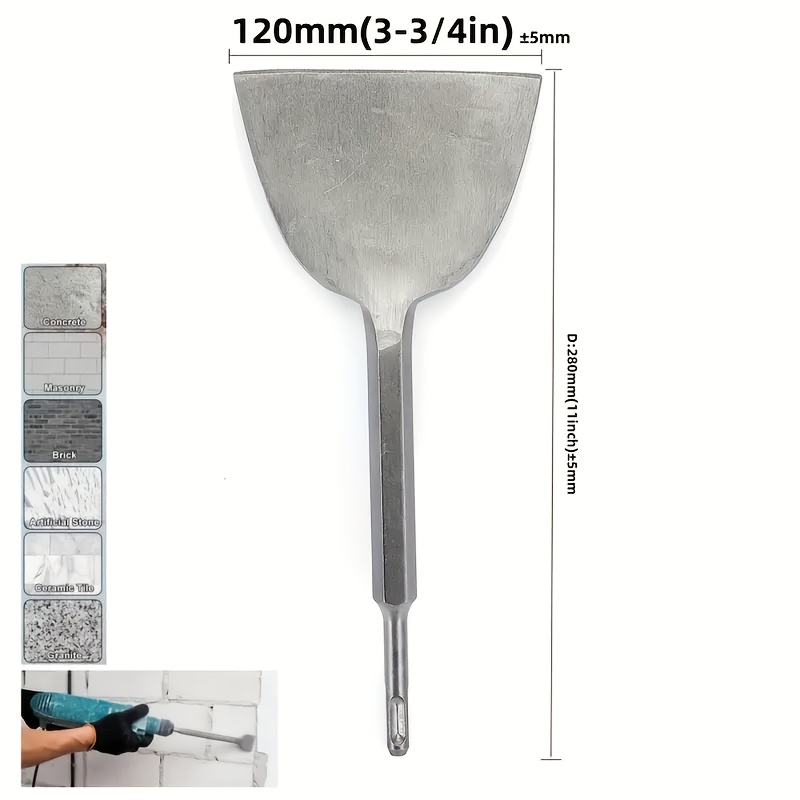 Image of 17x280x120mm Round Handle Large Chisel, Wide Ultra-thin Long Flat Spade, Cement Slot Chisel, Tile Wall Gray Spade, Plastering Chisel, Metal Hand Chisel, No Electricity