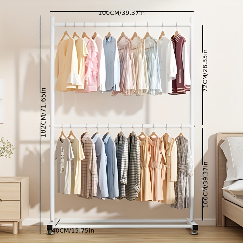 TEMU Double-layer Clothes Rack For Home Use, Suitable For And Thickened For Bedrooms, Dormitories, And Rental Houses, Available For Wholesale
