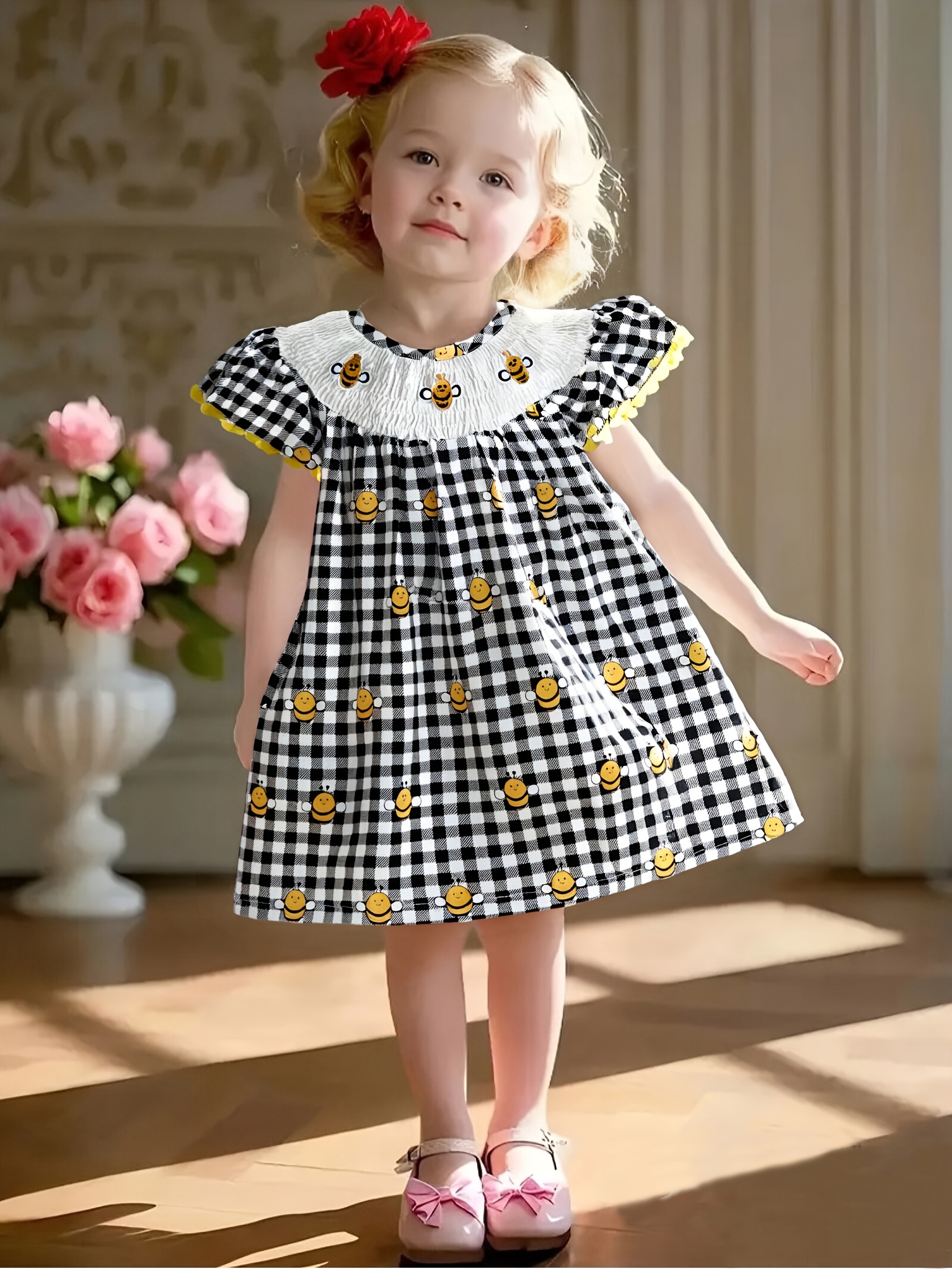 2pcs set girls bee embroidered dress matching - Temu United Arab Emirates