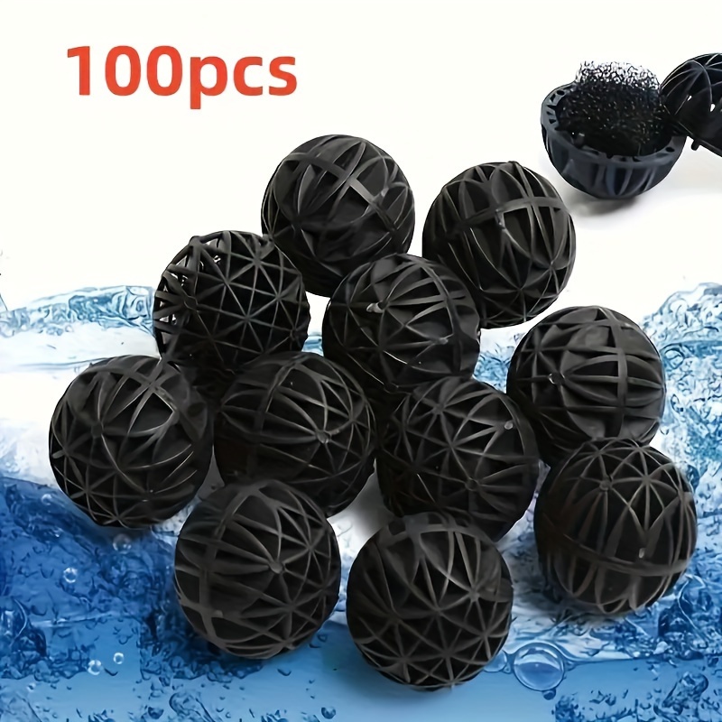 

100pcs Filtration Media Balls For Fish Tanks, Nitrifying Bacteria Cultivation, Water Purification Balls, Aquarium Biological Filtration Media