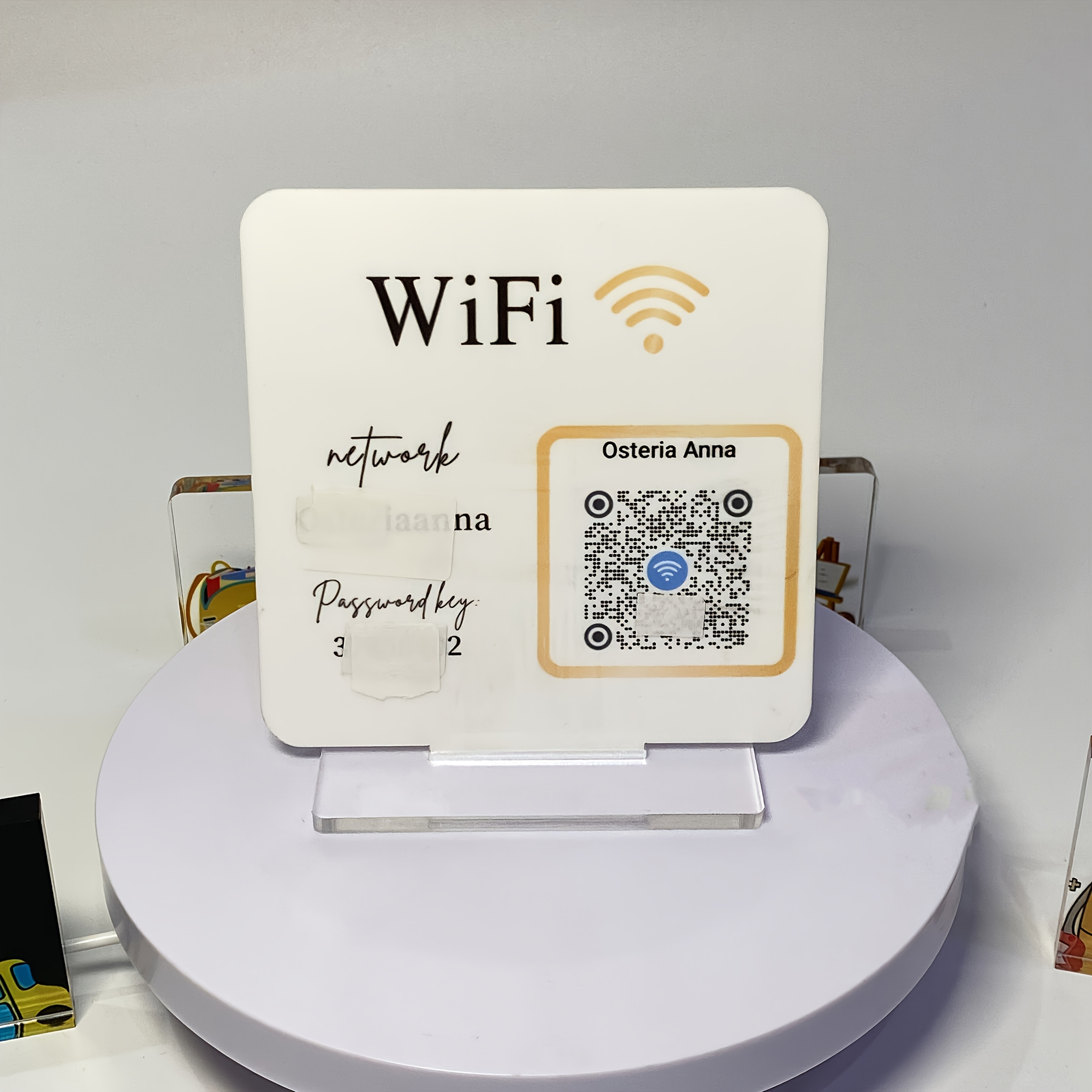 TEMU 2D Плоский, WiFi Знак, Підходить для Готелів, Офісів та Роздрібних Магазинів - Відображення Власного Імені/Паролі/QR-Коду WiFi, Акриловий