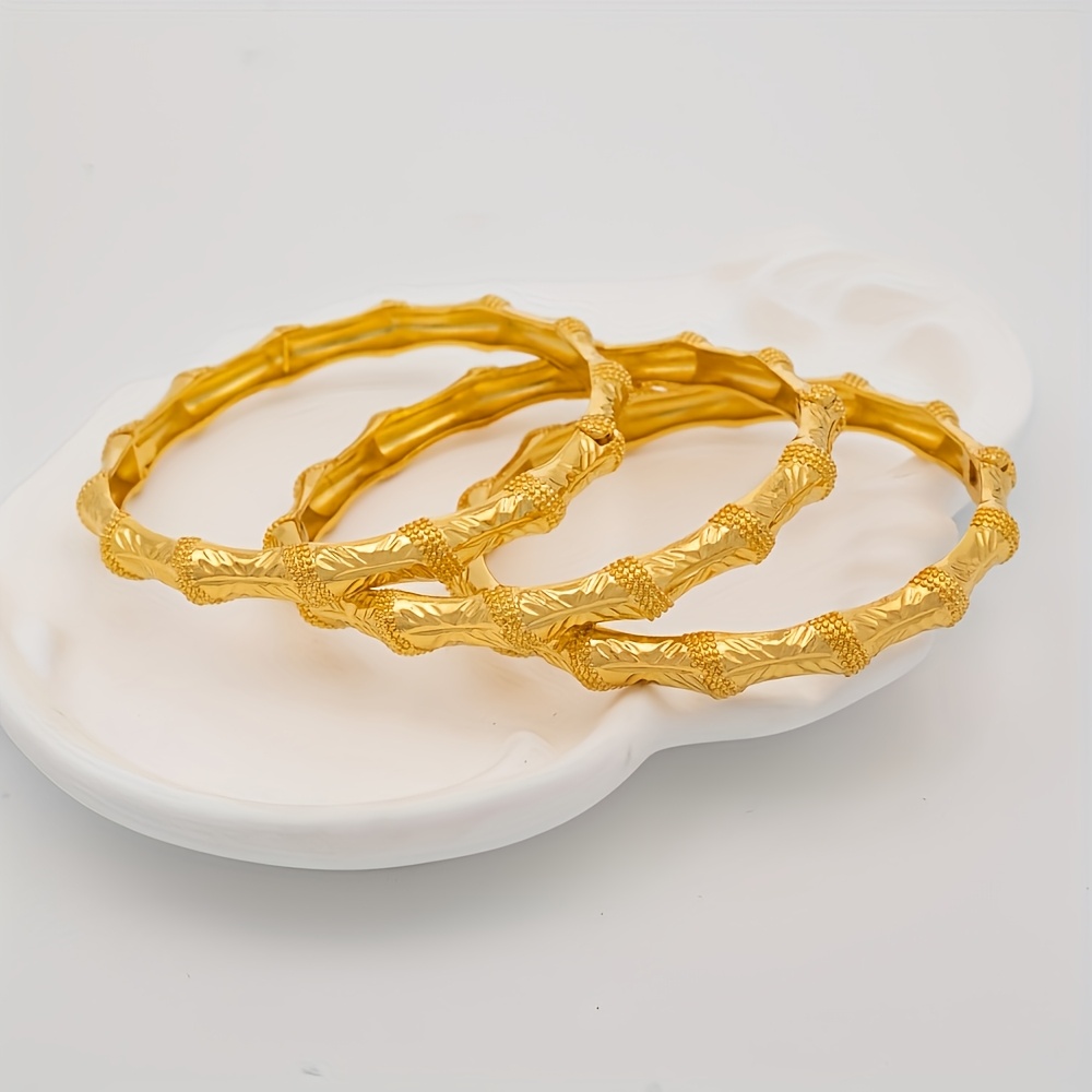 2pcs Golden Tone Open Cuff Bracelets for Women