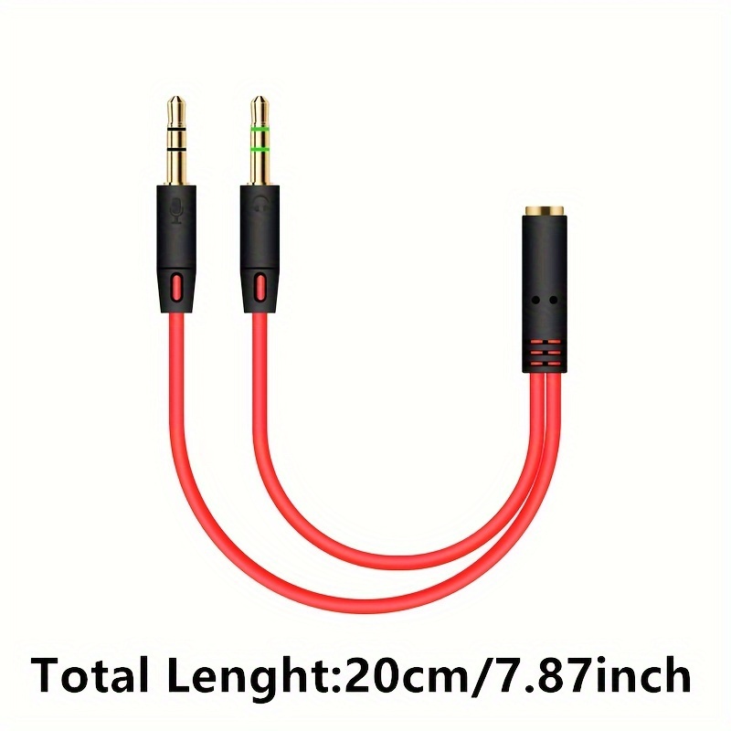 1pc divisor y 2-en-1 cable de audio estéreo aux 3.5mm, adaptador   a hembra para mp3, mp4, auriculares, computadoras - no requiere energía, sin batería detalles 3