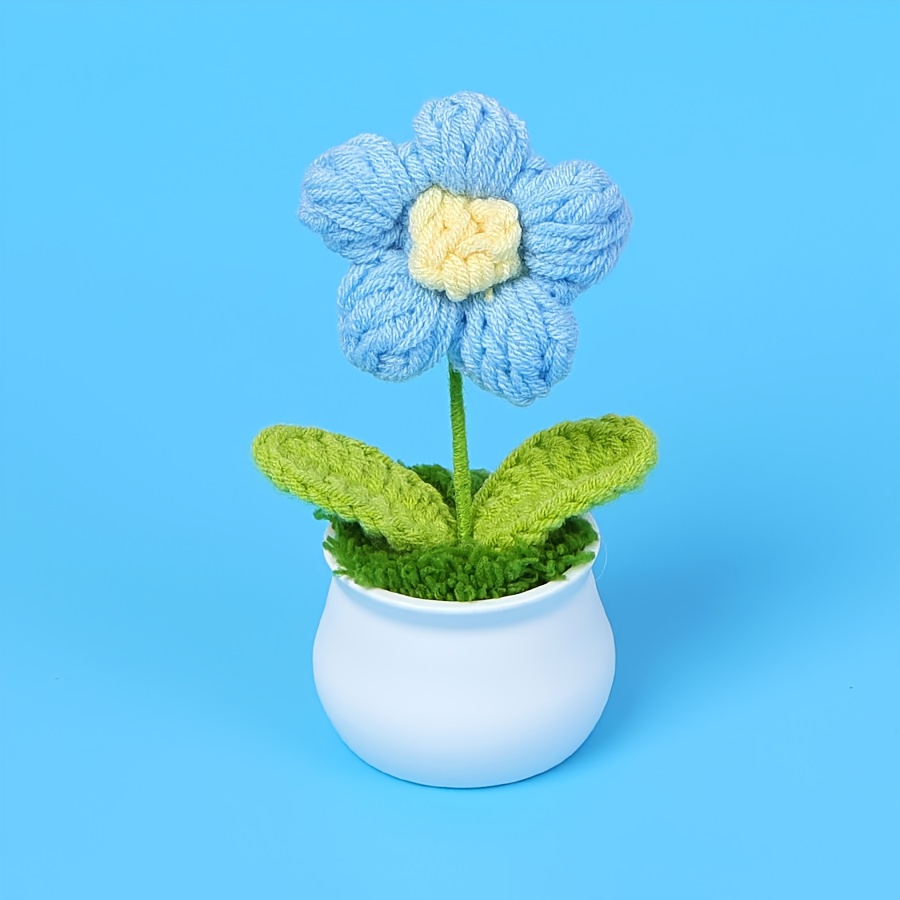 Image of Small Gift For Girls: Puff Pastry Mini Potted Plant, Workstation Desktop Decorative Ornament, Hand-woven Artificial Knitted Fake Flower