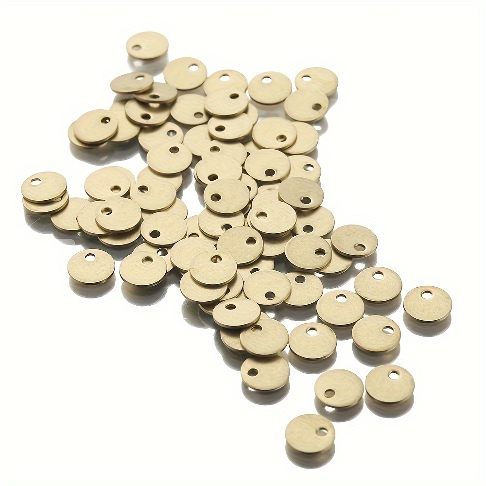 

50/30pcs 1*6mm Brass Round Single-hole Beads For Diy Jewelry Making