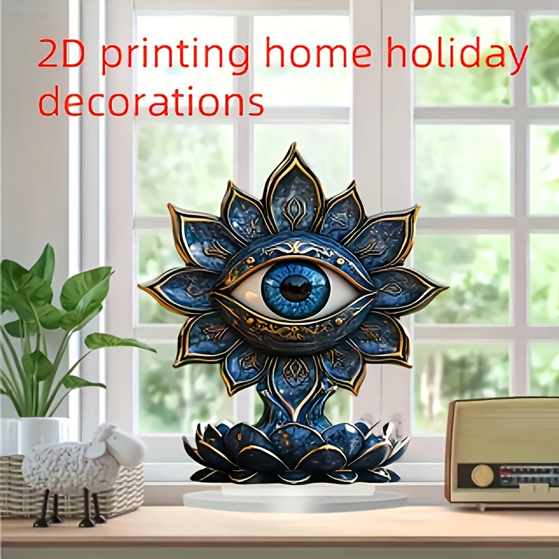 

Bohemian Blue Evil Eye Acrylic , 2d Printed Home Holiday Decor, Mystical Protection Theme, Floor Mount, No Power Needed, Easter Display In Home, Office,