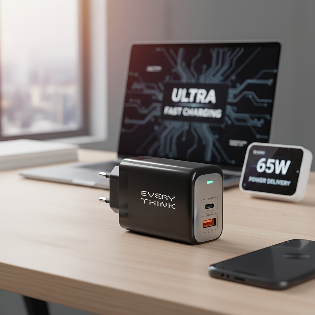 Image of 65w Gan Fast Charger 65w+18w For Multi Devices, Power Adapter Plug, Dual Port Usb Wall Charger Adapter (pd 3.0 & Qc 3.0), Block For Pro, 17/16/15 Pro Max, S24/s23, , Laptop - White/black