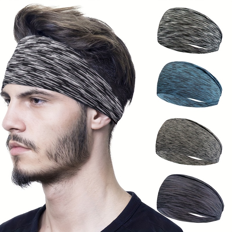 

4pcs Quick-drying Sports Sweat-absorbing Headband, Punk Classic Striped Hair Bands For Summer