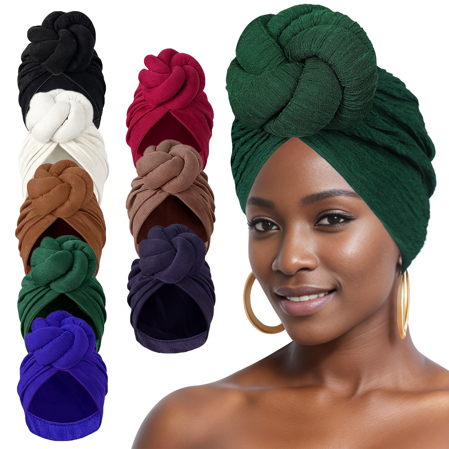 

Women's Solid Color Turbans With Front Handmade Knot, Fashion Chemo Caps, Casual Comfortable Breathable Premium Everyday Headwraps