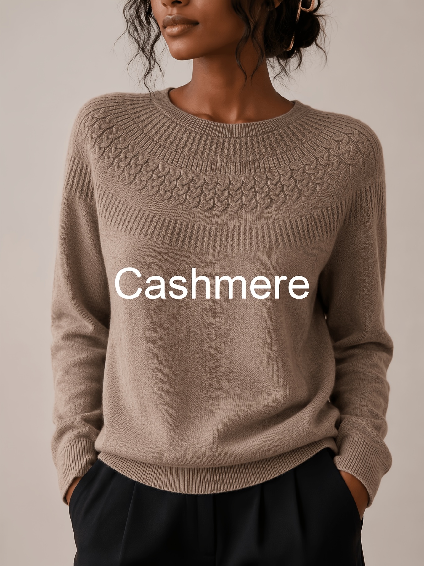item picture womens round neck long sleeve sweater cashmere sweater women and loose basic pullover suitable for casual wear   layering and autumn winter outfits   in multiple colors
