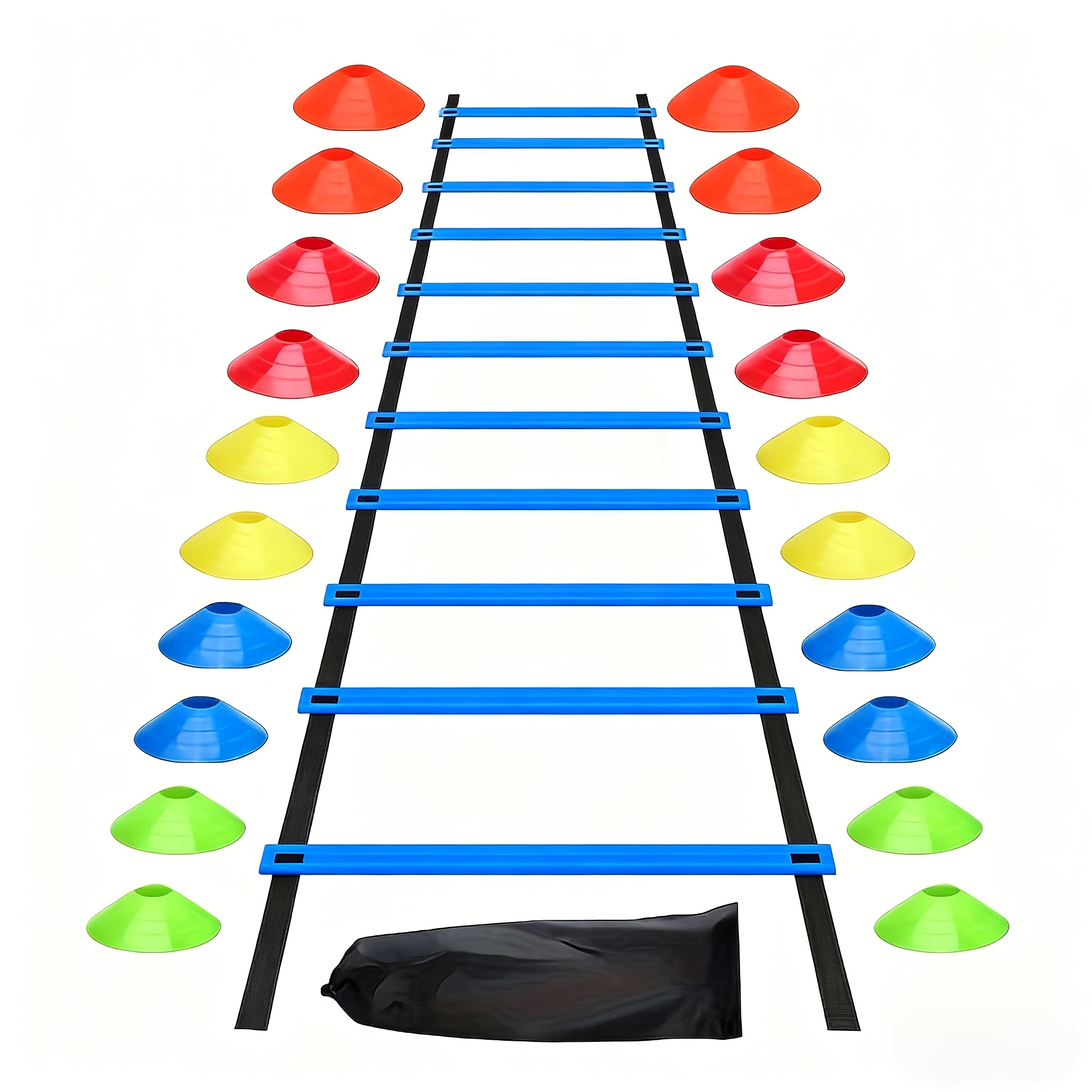 E-shop Outdoor Agility-Leiter Set: Inklusive Fußball-Trainingsausrüstung – Geschwindigkeitsleiter, Hütchenmarkierungen, Tragetasche für