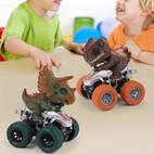 1pc cool dinosaur toy car 360 rotatable off road stunt vehicle durable plastic dinosaur design friction powered for no battery needed