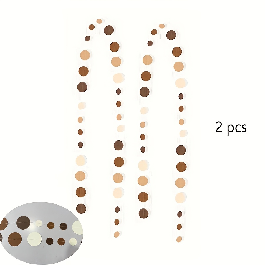Image of 2pcs Brown Polka Garland - Cream & Tan Boho Hanging With Dots, Rustic Cowboy Western Wedding, Birthday Party Decorations Suitable For Weddings, Showers, Boho Parties