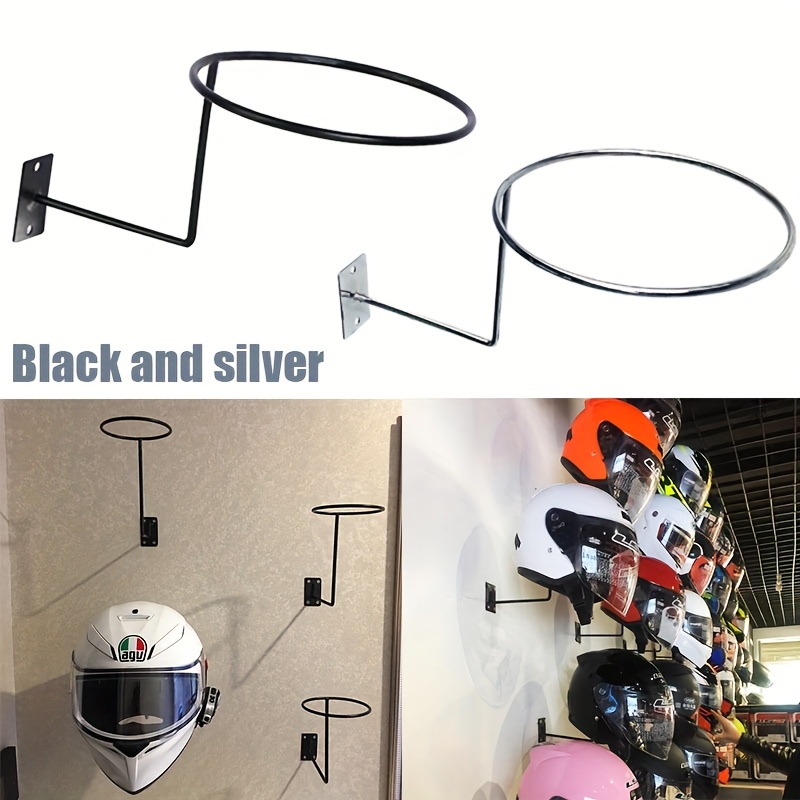 

3pcs Wall-mounted Metal Helmet Display Rack - Matte Surface Hanging Rack, Suitable For Garage, With 3 Hooks - Multi-functional Storage, Used For Coats, Hats, Jackets And Motorcycle Accessories