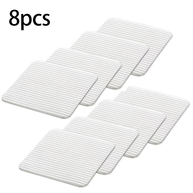 TEMU Lot de 8 patins antidérapants blancs pour tapis, autocollants de moquette à coussin doux, tampons lavables et réutilisables pour tapis et