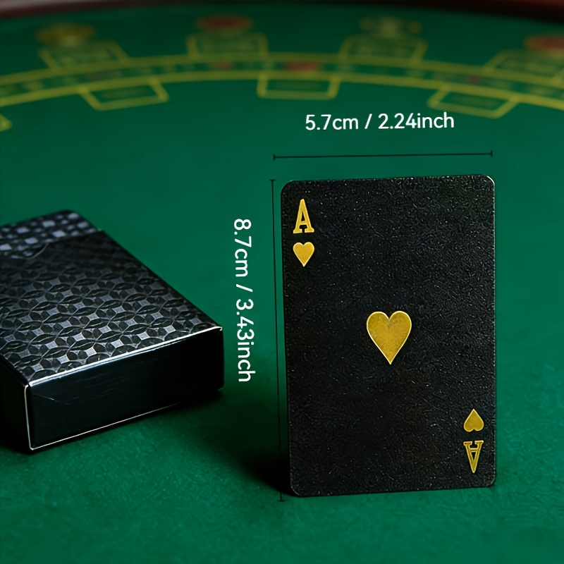 High-quality Durable Playing Cards/Black and Golden Colors/Golden Lettering and Heart Patterns/Flexible Paper/Perfect for Parties, Halloween, Thanksgiving, Christmas, New Year, Other Holiday Gifts