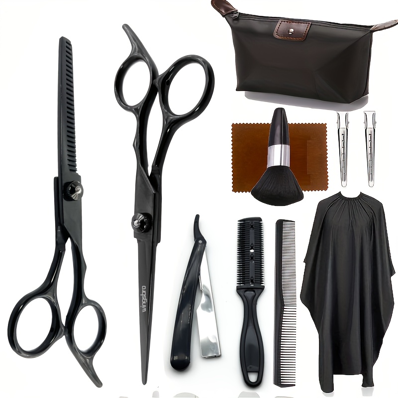 

A Set Of 6.5-inch Hairdressing Scissors, Hairdressing Kit, Including Straight Scissors, Thinning Scissors, Comb, Scraper, Hairdressing Cape, And Storage Bag, Suitable For Home And Salon Use.