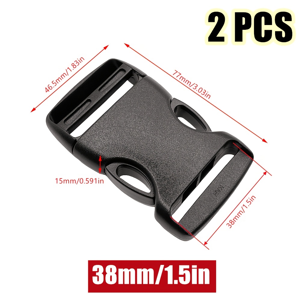 2pcs/pack 20-50mm Plastic Single Adjustable Side Release Buckles For Backpack Straps Black