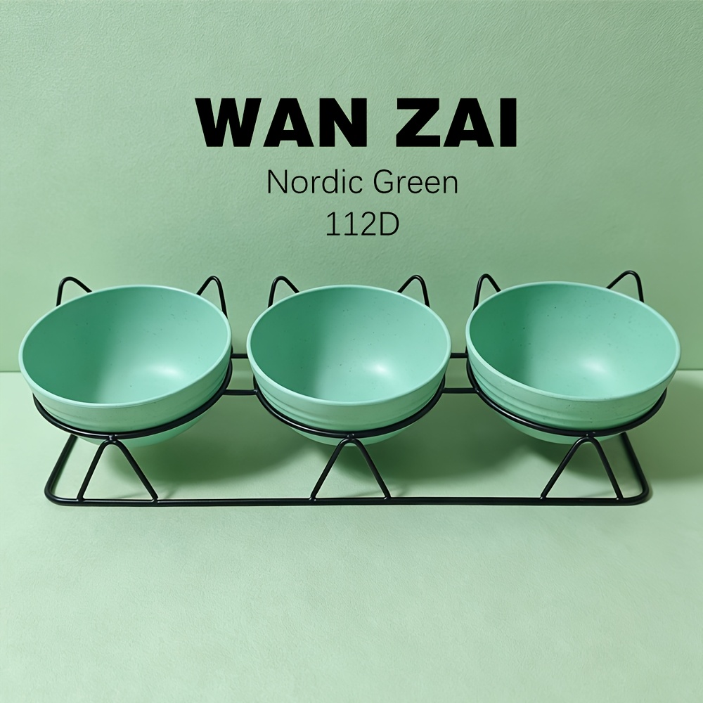 3pcs wheat straw bowls   tilted elevated cat bowls   color high   three bowl feeder anti vomiting neck protection non slip bracket   to clean large capacity multi     Product details 10