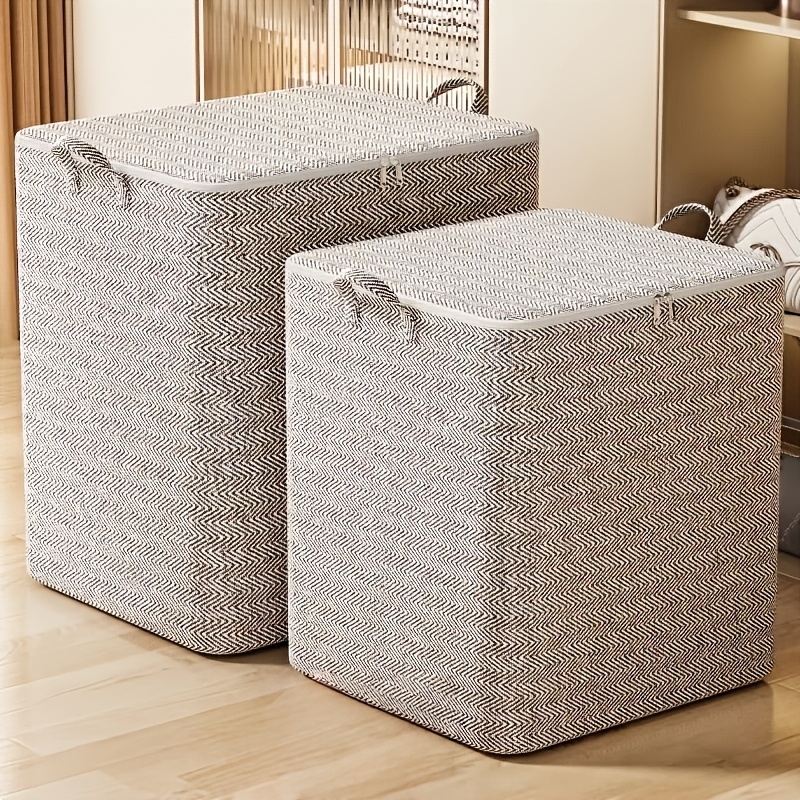 TEMU 2pcs Set Of Extra Large Foldable Storage Boxes With Lids, Ideal For Moving And Organization, Space-saving Design, Durable Non-woven Fabric
