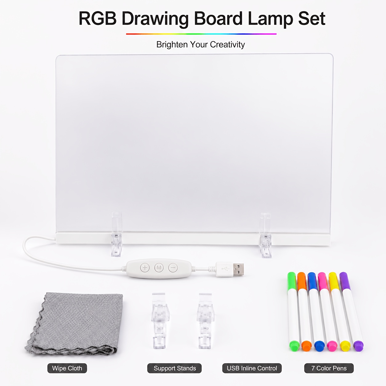 TEMU Blanc Électronique AMILL RGB avec Système de Marqueurs 7 Couleurs & Fonctionnement par USB - Convient pour , 7 Niveaux de Luminosité, de Bureau