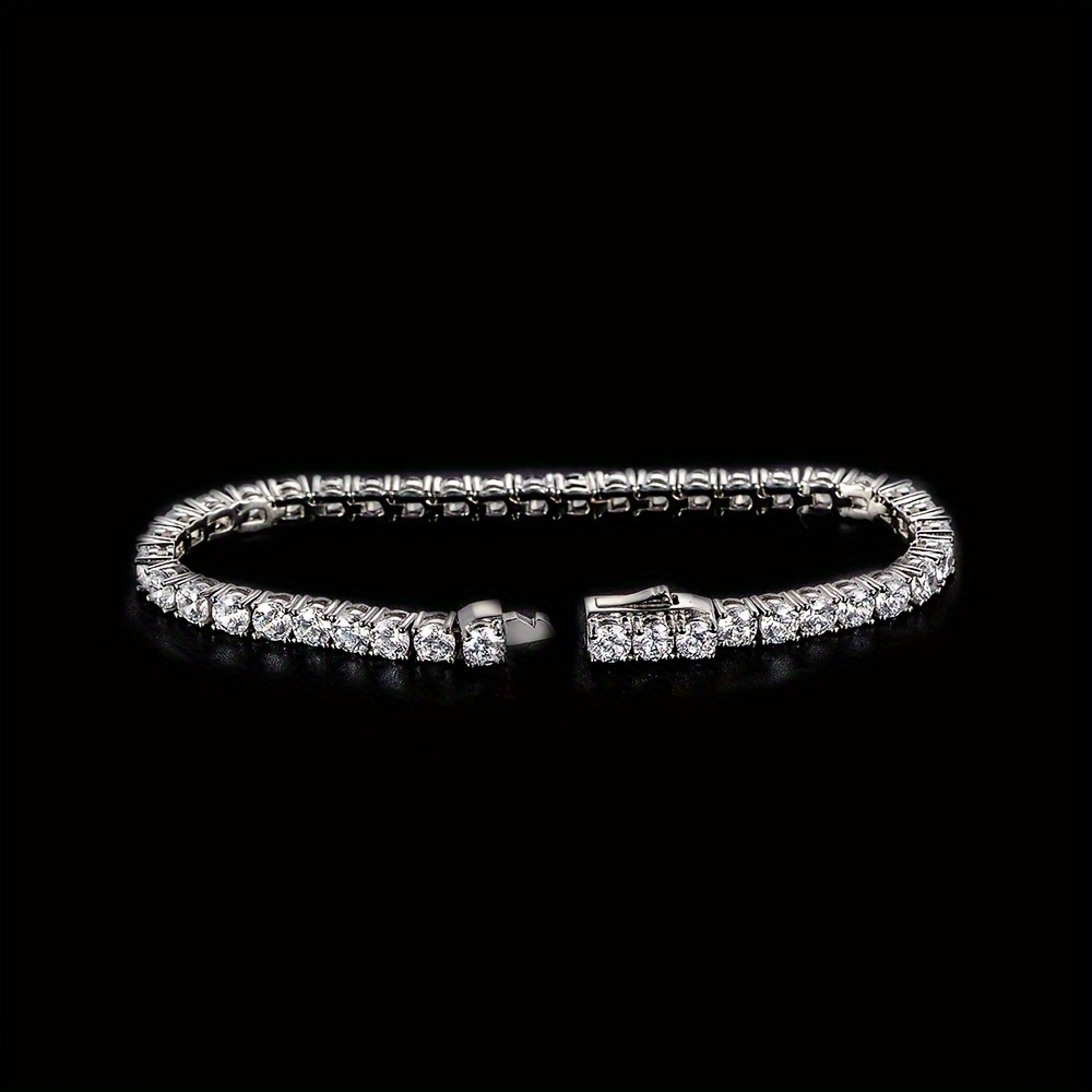

3.7mm Round High Carbon Bracelet Single Row Set With Hand Accessories, For Valentine's Day Gift
