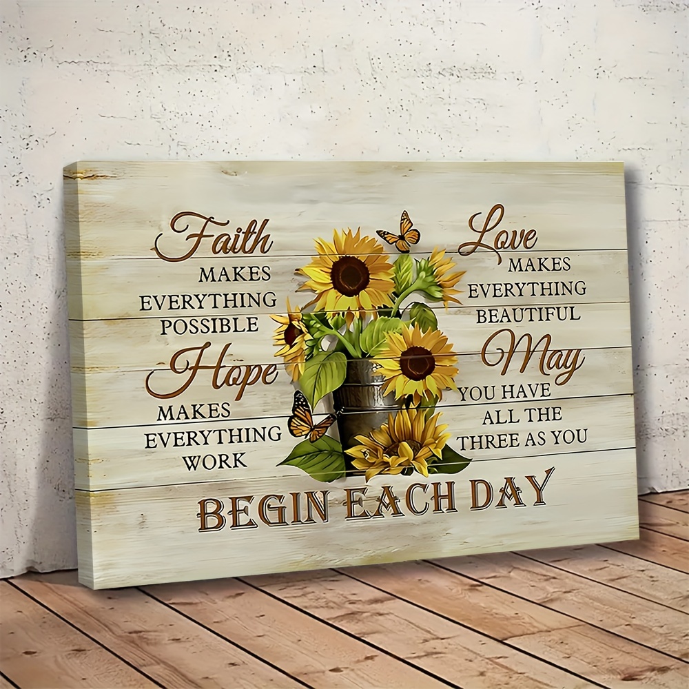 

1pc Wooden Canvas Painting Sunflower Inspirational Paintings Prints For Home Decoration, Living Room & Bedroom, Festival Party Decor, Gifts, Ready To Hang