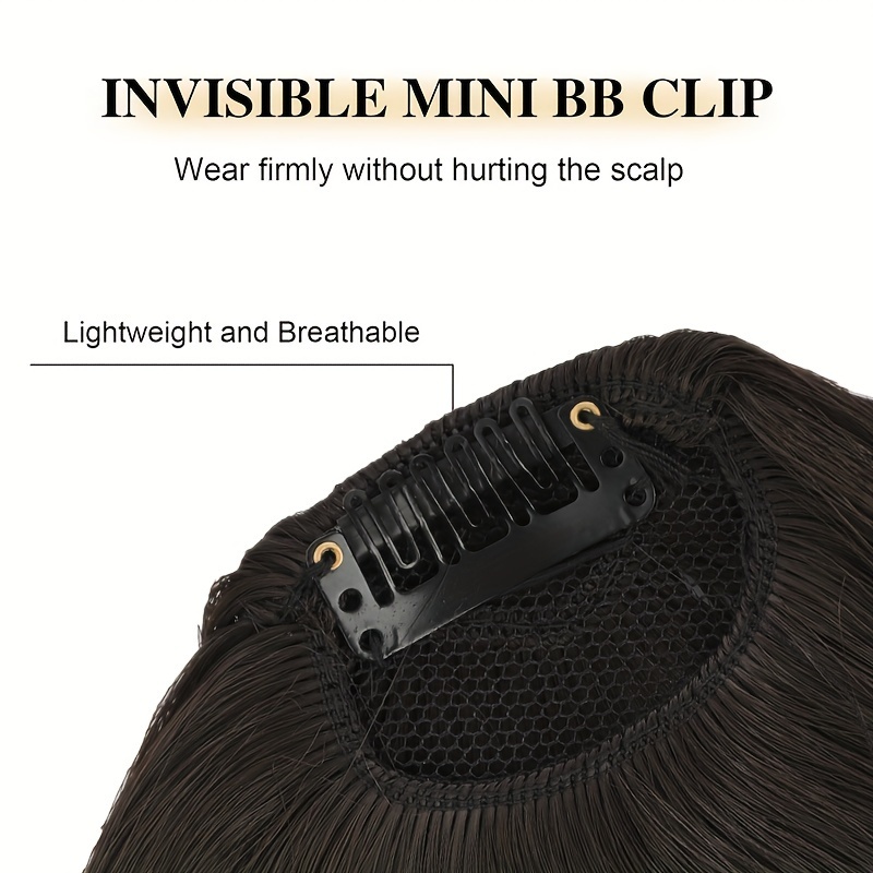 style flex chic 6 inch clip in bangs for women straight synthetic hairpiece versatile daily wear details 4