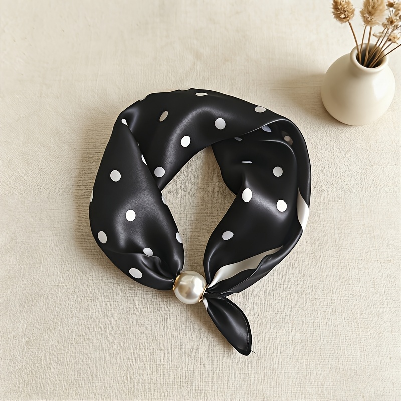 TEMU Spring Summer Vintage Casual Dress Style Single Piece Women's Magnetic Closure Scarf, Classic Contrast Print With Exquisite Magnetic Closure,