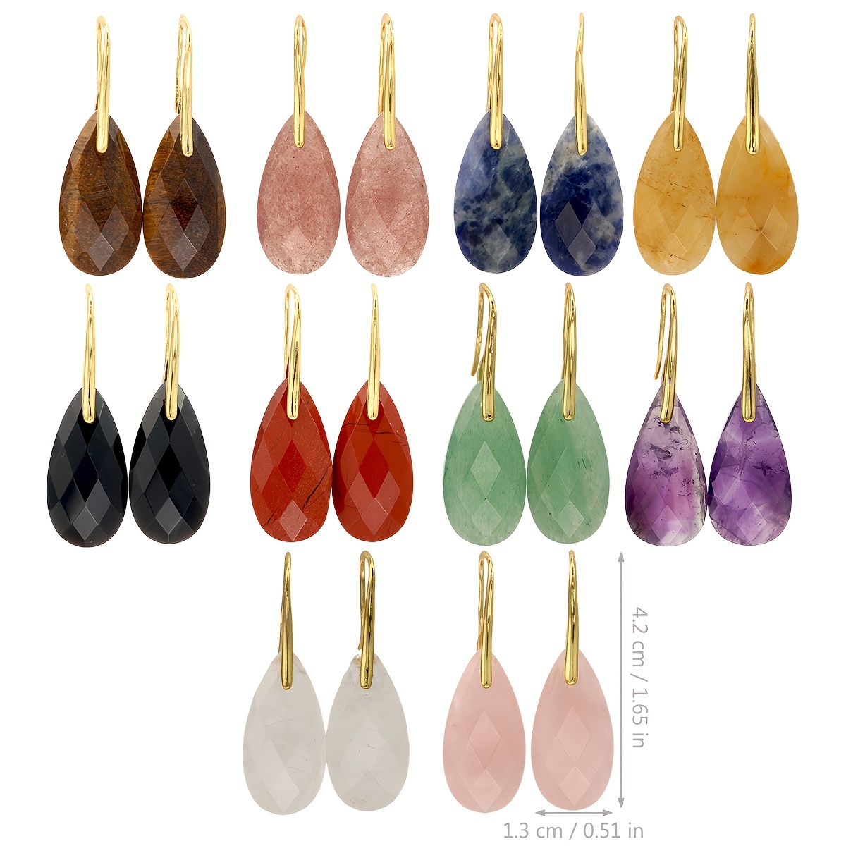 Long Teardrop Red Jasper Pendant Earrings, Vintage Bohemian Style