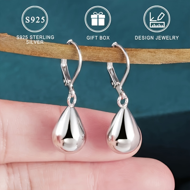 Image of Elegant Easy 925 Sterling Silver Teardrop Earrings, Hypoallergenic Tear Drop Dangle Earrings, Chic Jewelry For Women, Perfect For Daily Wear And Special Occasions, Halloween Suitable