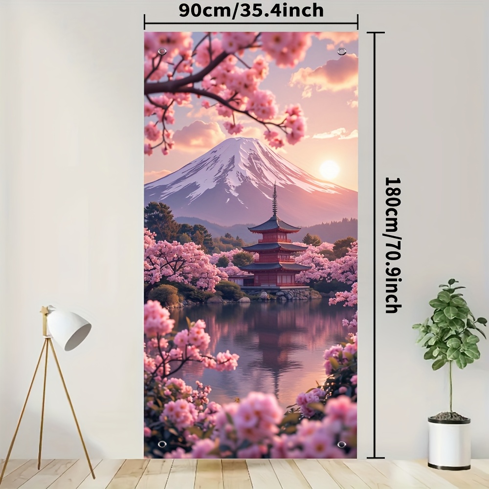 TEMU 1pc, Bannière de fête, rideau de porte, fleur, protection privée, décoration de porte, utilisation pour la décoration de salle de classe