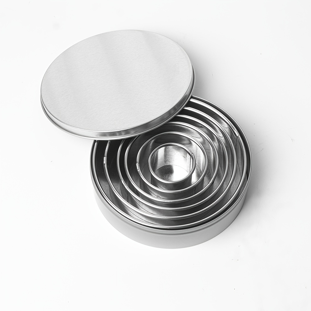 6pcs 3cm High Fluted Round Mousse Ring Tin Set, Stainless Steel Cookie Cutter For Baking, Pastry, Donuts, , And Pizza Round Cookie Molds