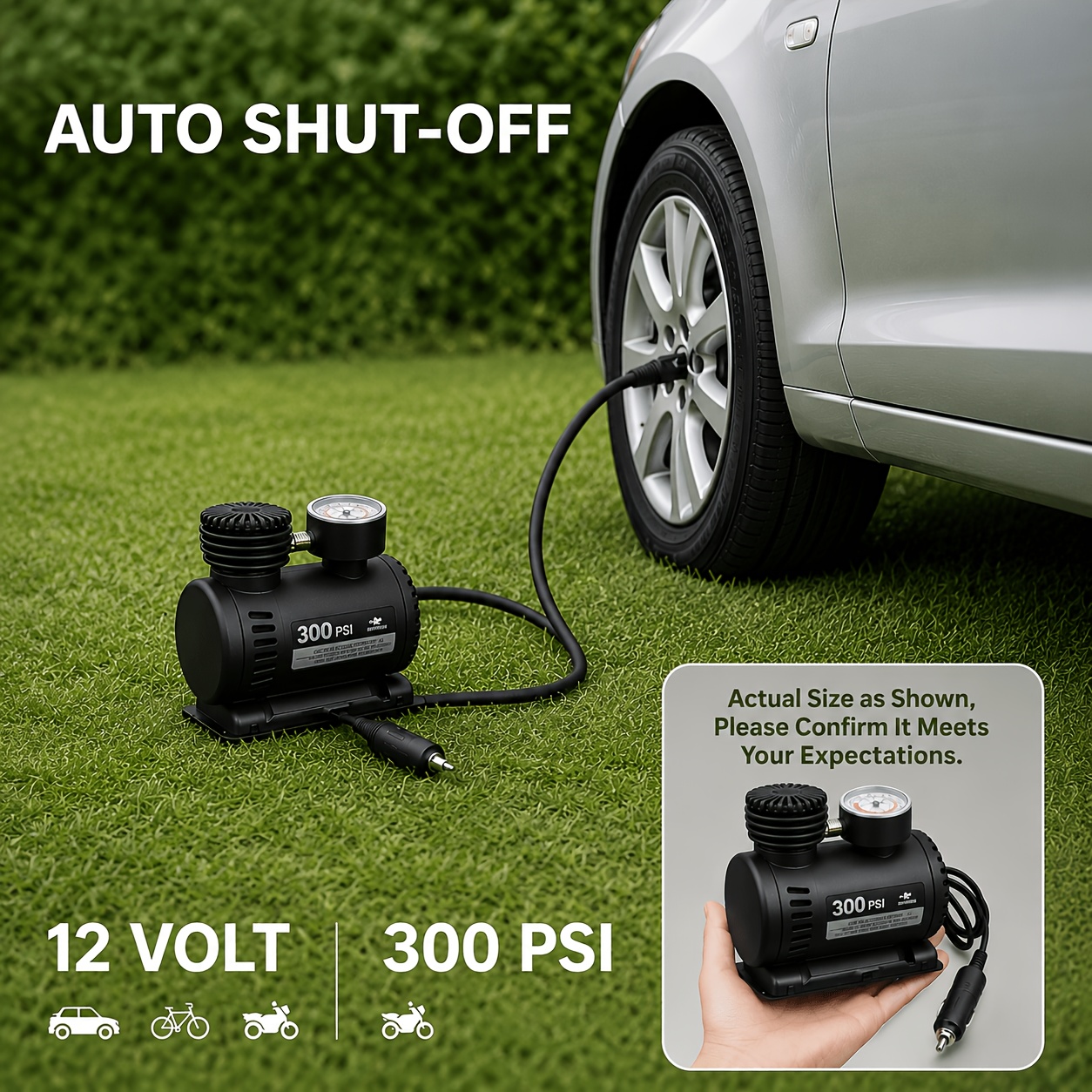 TEMU 2026 New Mini Portable Inflator Pump For Bicycle And Car Tires Christmas New Year Essential