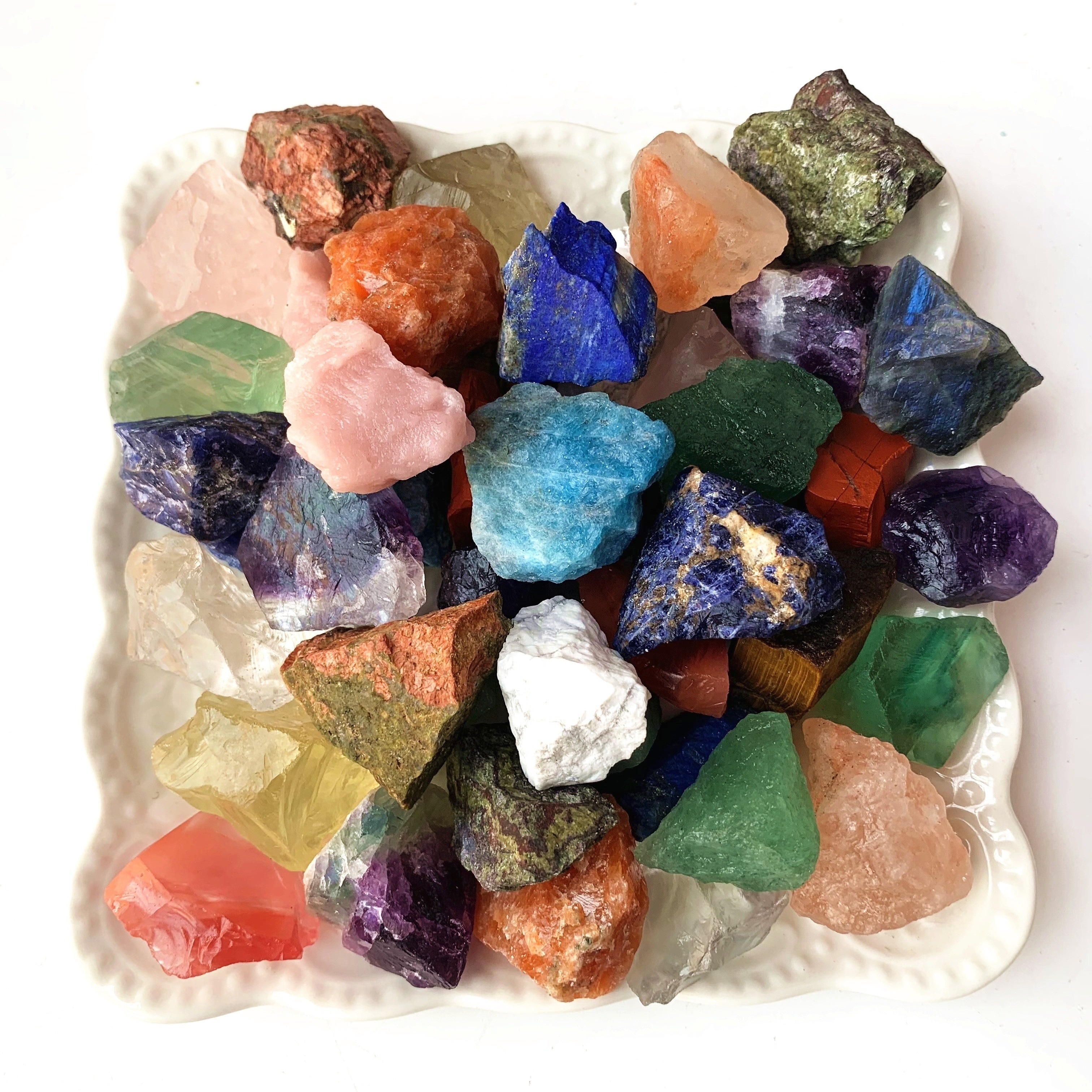 

50g/100g/200g/300g Mixed Crystals And Stones, Assorted Gemstones For Home Decoration, Diy Projects, And - Includes Rose Quartz, Citrine, Green Fluorite, Eye, Lapis - Unscented Solid Pack