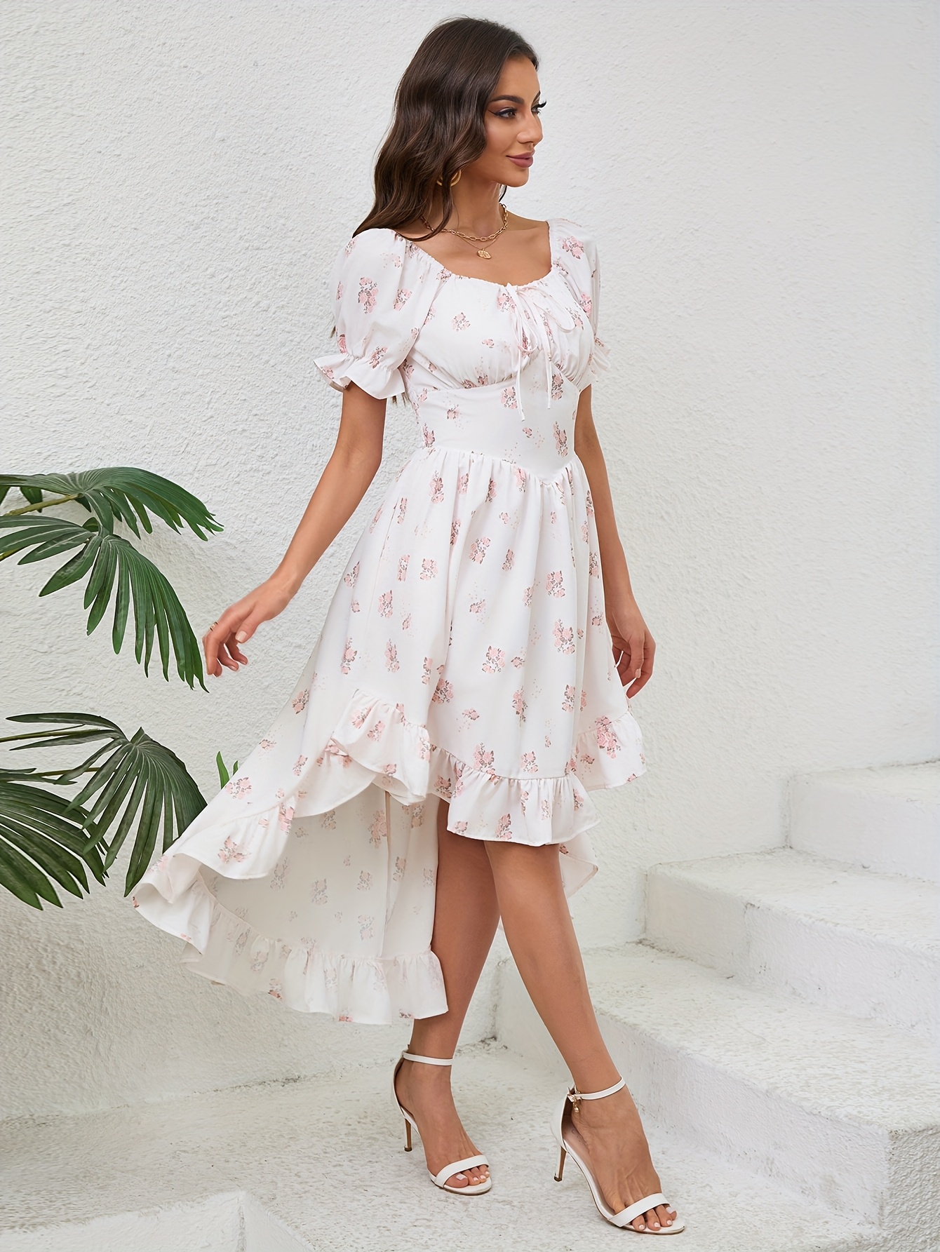 women elegant vacation tea party floral dress - Temu