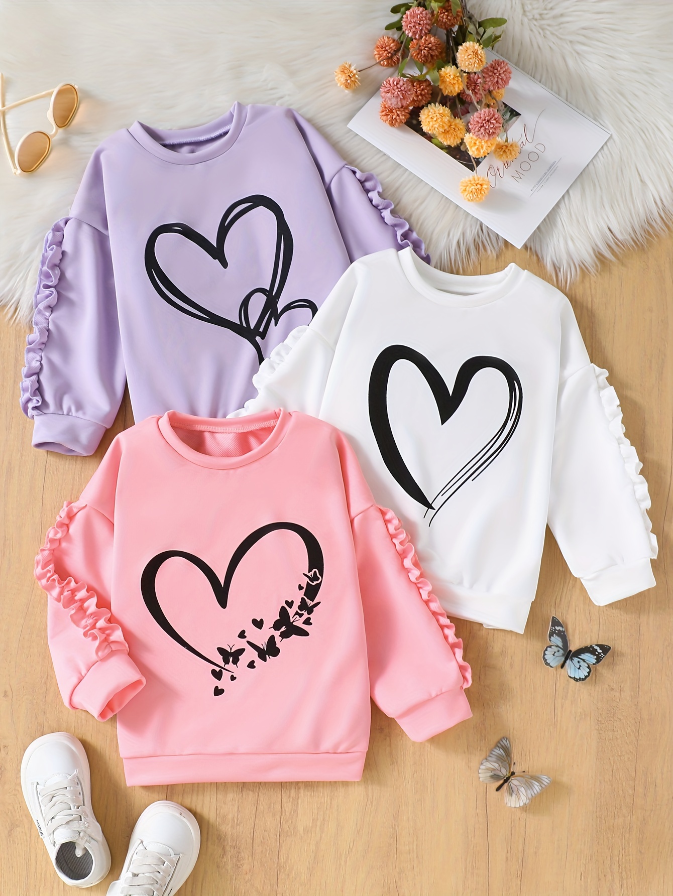 3pcs heart print knit sweater set cute sleeve winter Temu Ireland