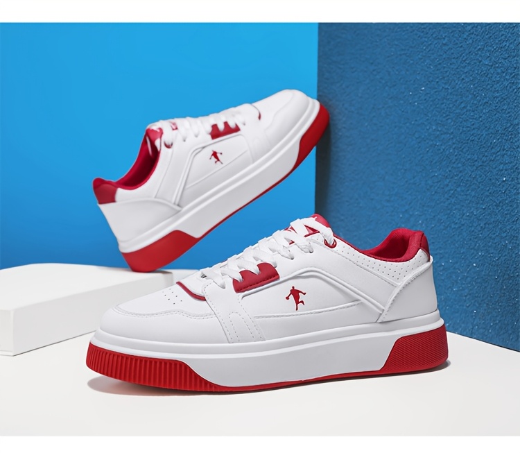 Trendy and Versatile Sports and Leisure Bread Board Shoes for Men | Autumn New Styles for Teenagers, Thick Soled Height Increasing White Shoes, Low Top, Fabric Upper, PVC Sole, Lace Closure, AOPLUS Brand