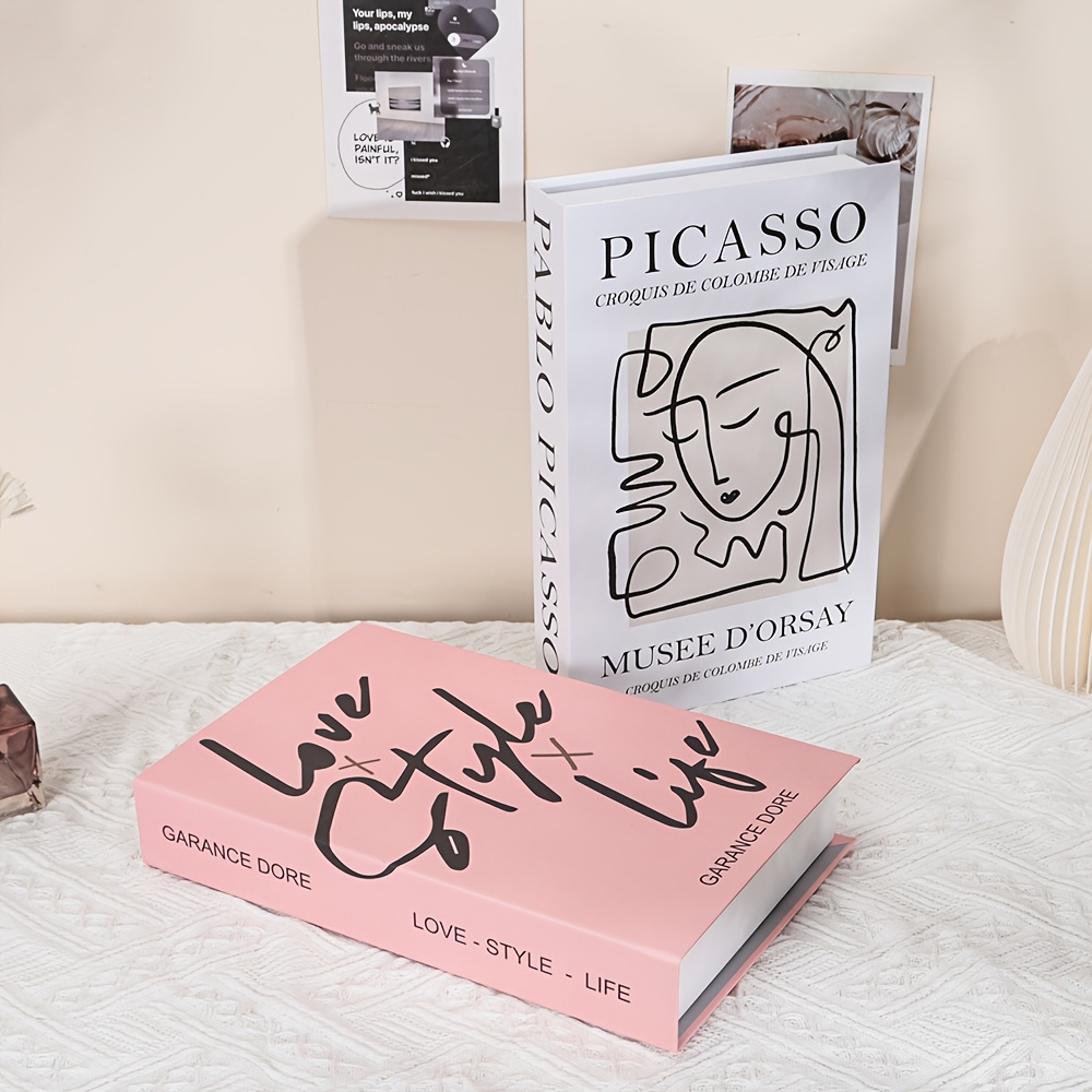 Dekorative Buch Aufbewahrungsbox Set - 2 Größen Grau & Beige