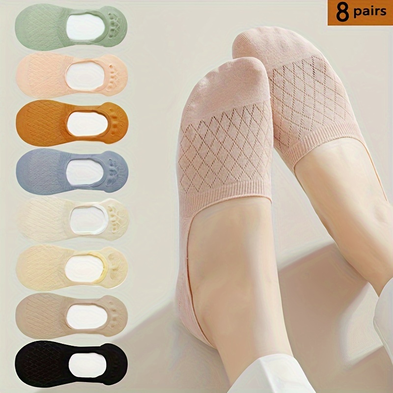 

4 Pairs Non-slip Thin Ankle Socks, Comfy & Breathable Short Socks, Women's Stockings & Hosiery