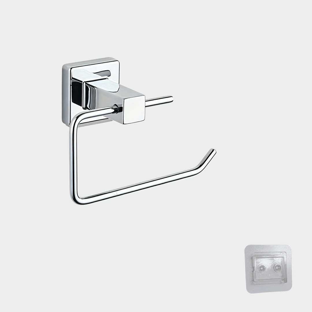 TEMU 1 support de papier toilette perçage, support mural auto-adhésif en acier inoxydable chromé, support de papier hygiénique, rangement de salle de