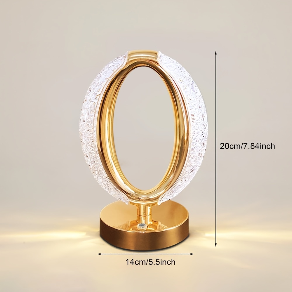 Temu Akrylowa Lampka StołOwa Z KryształAmi, łAdowana, Dotykowa Lampka Nocna Przy łóżKu W Trzech Kolorach, Kreatywna Lampka Nocna Usb Z Akrylu,-image