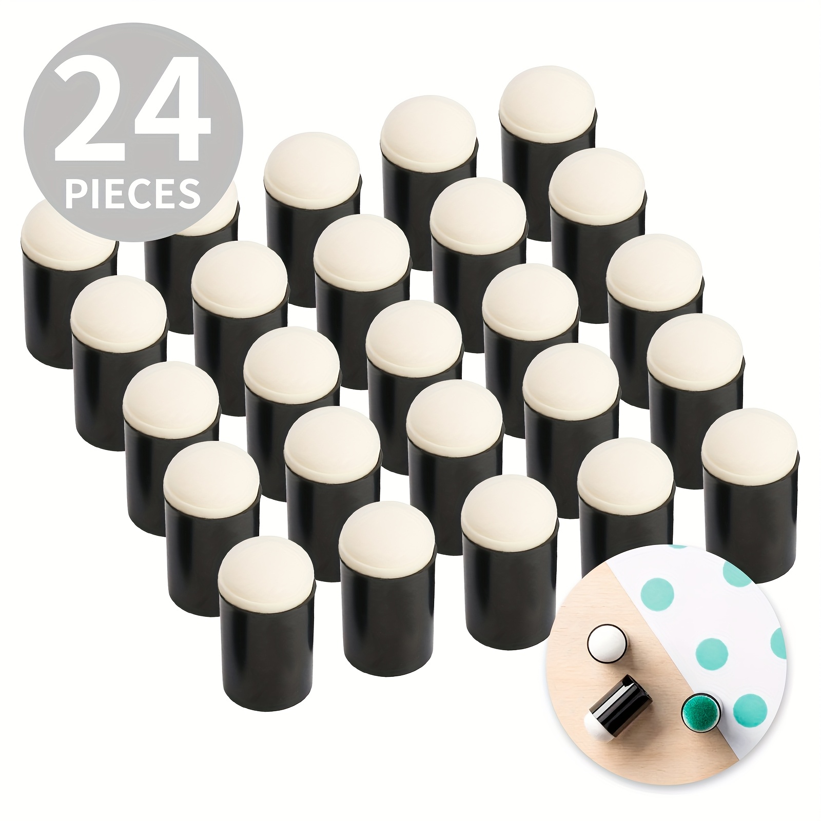 TEMU Set Of 24 Sponge Daubers - Great For Applying Ink, Chalk, And Paint - Excellent For Stenciling And Intricate Effects, Suitable For Professional