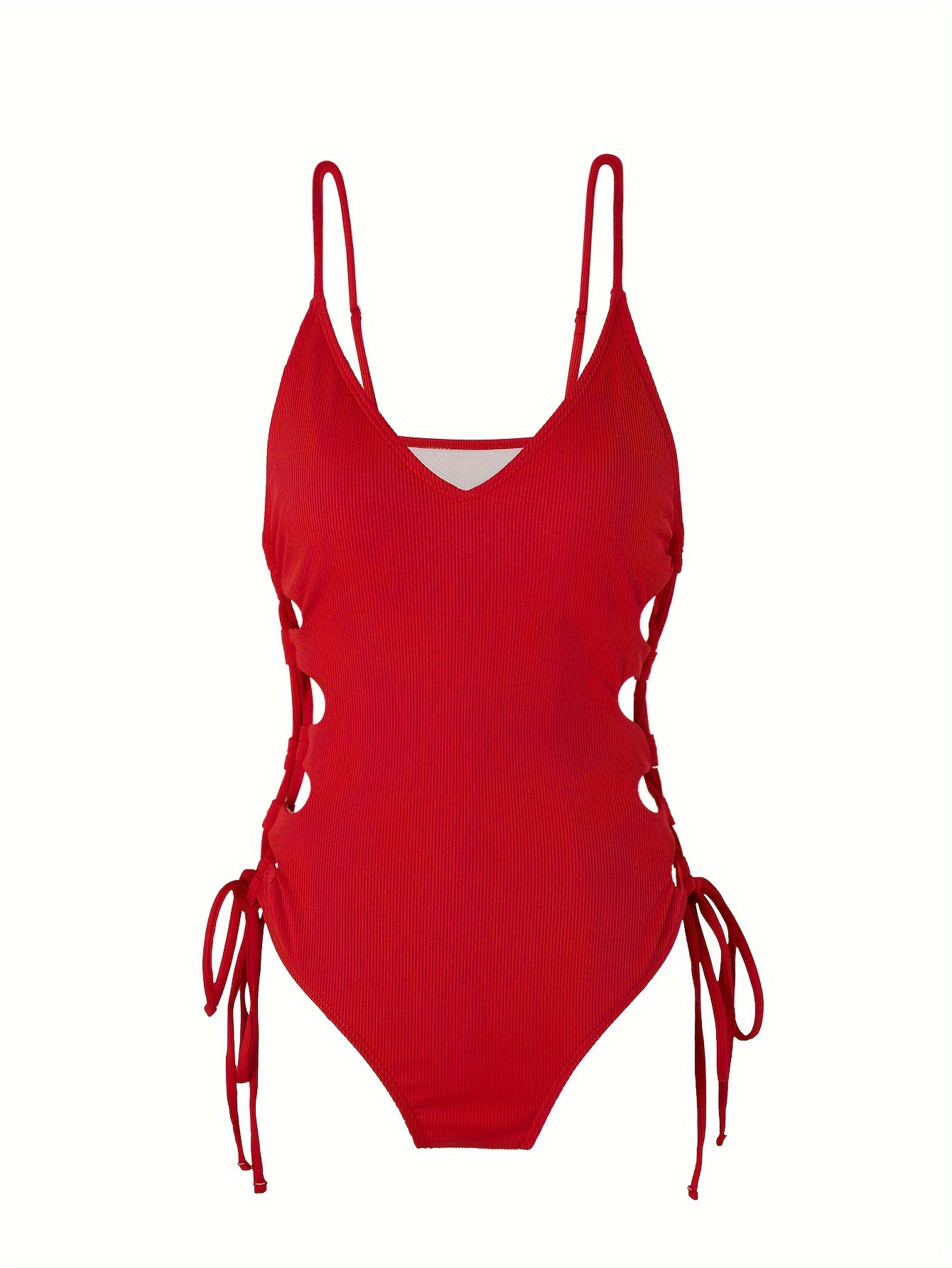 Slimming Swimsuit With Side Panels - Temu