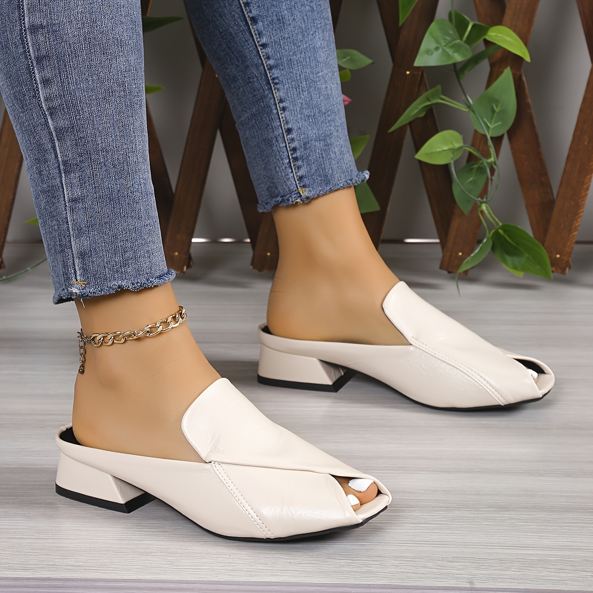 【COLOR iN ID】leisure square mules Square Toe Mule Tan - Sample Size 37 – BellsandBecks.com