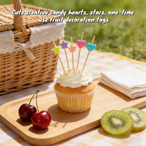 100pcs pack 12cm 4 72in cute style cake dessert salad sandwich food baking disposable decorative fruit skewers suitable for hotels restaurants parties