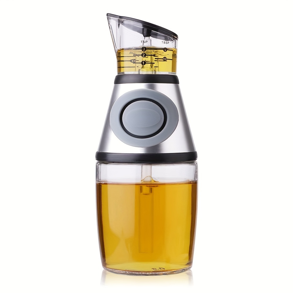 Dispensador de aceite y vinagre de vidrio superior, vertedor de aceite de  medición para cocina, botella de aceite de vidrio transparente con escala